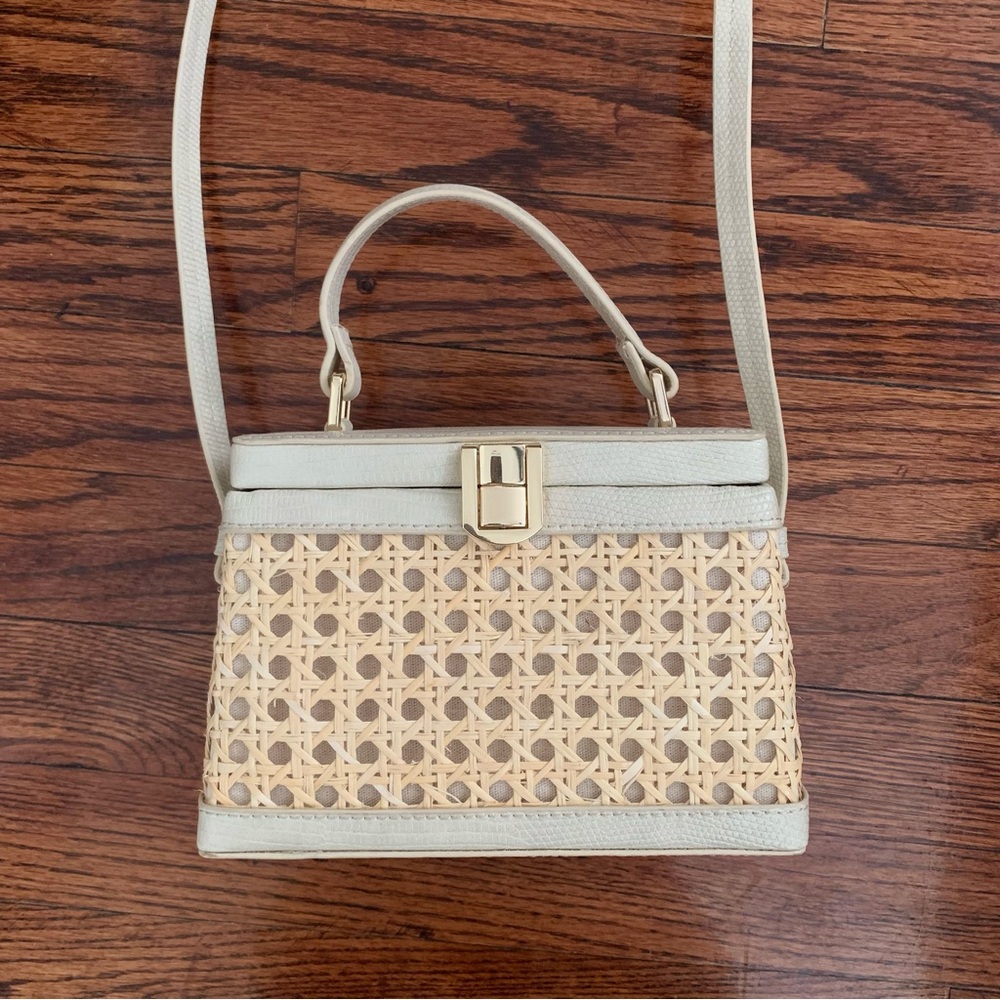 Zara cane small crossbody purse cream
